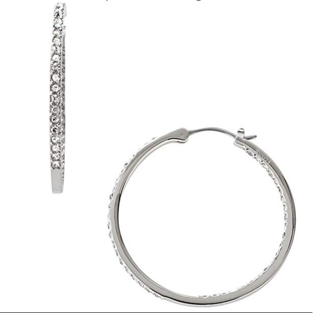 Fossil Pave Crystal Hoop Earrings